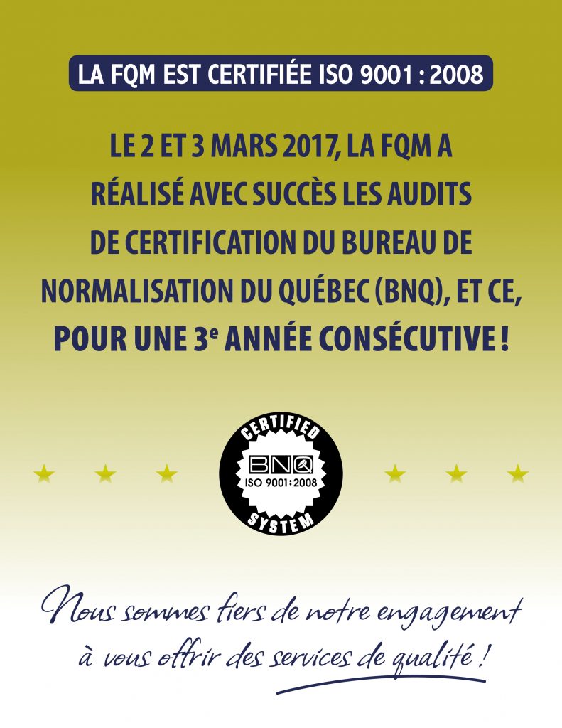 FQM certifiée ISO 9001 : 2008