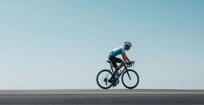 Cycliste sur route adoptant une bonne posture pour prévenir les blessures